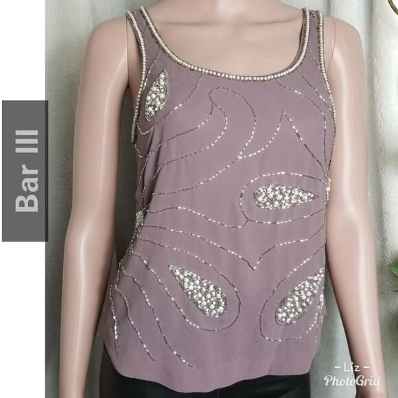 Bar III | Mauve Beaded Tank Top - Picture 1 of 7